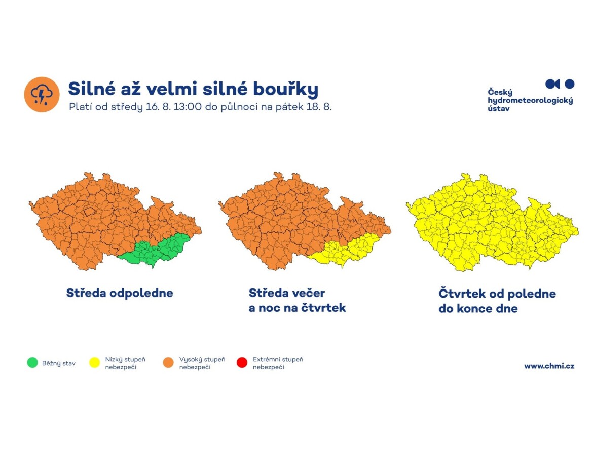 PŘÍVALOVÝ DÉŠŤ A KROUPY: Odpoledne a večer čekejte silné bouřky